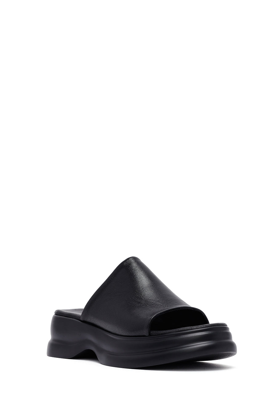 
Women's Black Thick Sole Leather Slippers
