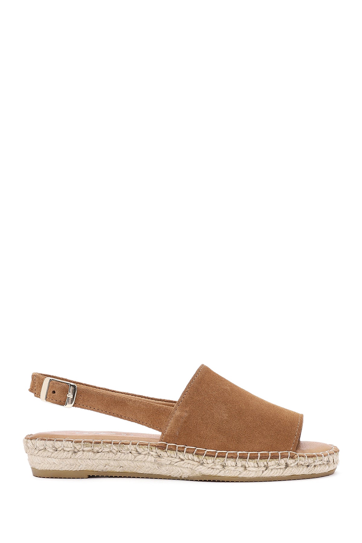 Women's Tan Back-Tie Suede Leather Espadrilles 25SFD152810 | Derimod