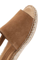 Women's Tan Back-Tie Suede Leather Espadrilles | Derimod