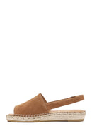 Women's Tan Back-Tie Suede Leather Espadrilles | Derimod