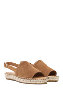 Women's Tan Back-Tie Suede Leather Espadrilles | Derimod