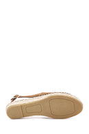 Women's Tan Back-Tie Suede Leather Espadrilles | Derimod