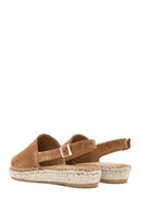 Women's Tan Back-Tie Suede Leather Espadrilles | Derimod