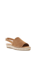 Women's Tan Back-Tie Suede Leather Espadrilles | Derimod