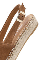 Women's Tan Back-Tie Suede Leather Espadrilles | Derimod