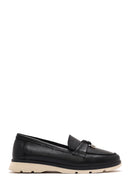 Women's Black Leather Comfort Loafer | Derimod