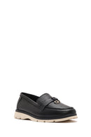 Women's Black Leather Comfort Loafer | Derimod