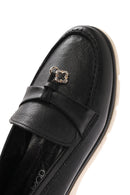 Women's Black Leather Comfort Loafer | Derimod