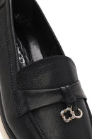 Women's Black Leather Comfort Loafer | Derimod
