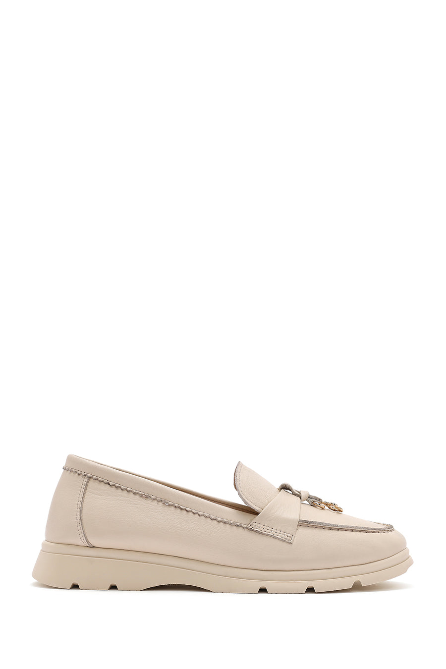 Kadın Krem Deri Comfort Loafer 25SFD153618 | Derimod