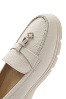 Women's Beige Leather Comfort Loafer | Derimod