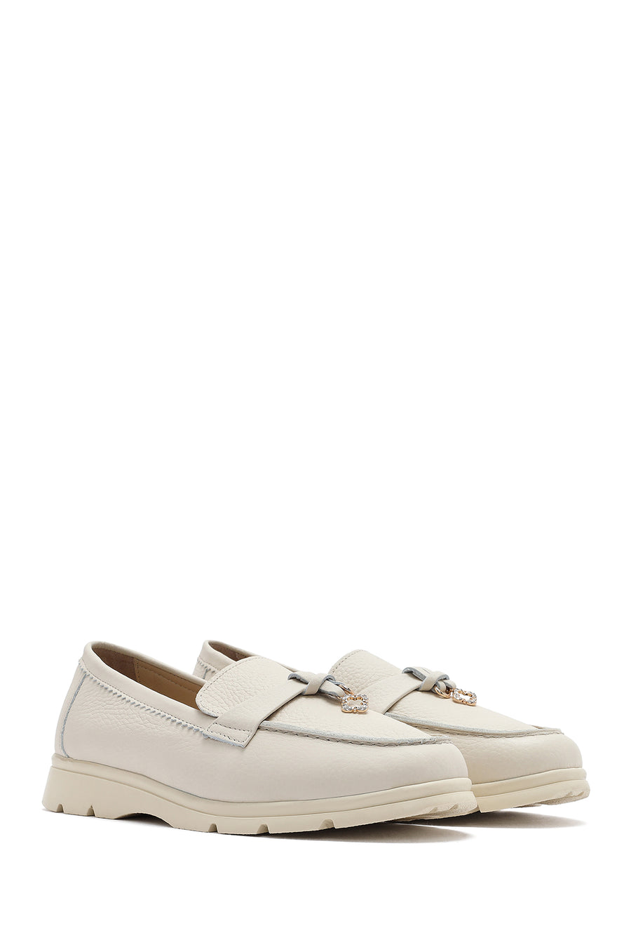Kadın Bej Deri Comfort Loafer