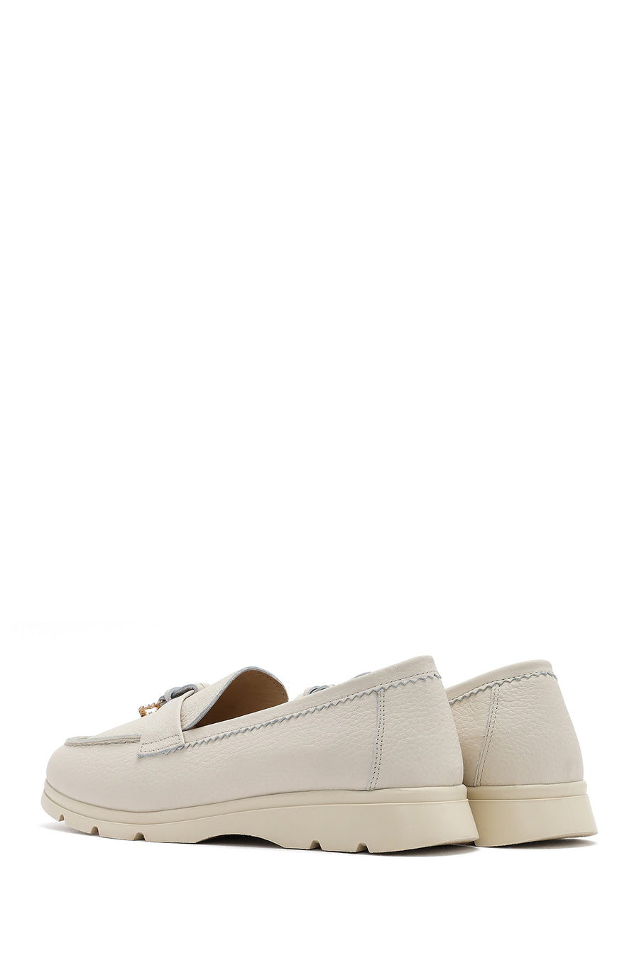 Kadın Bej Deri Comfort Loafer