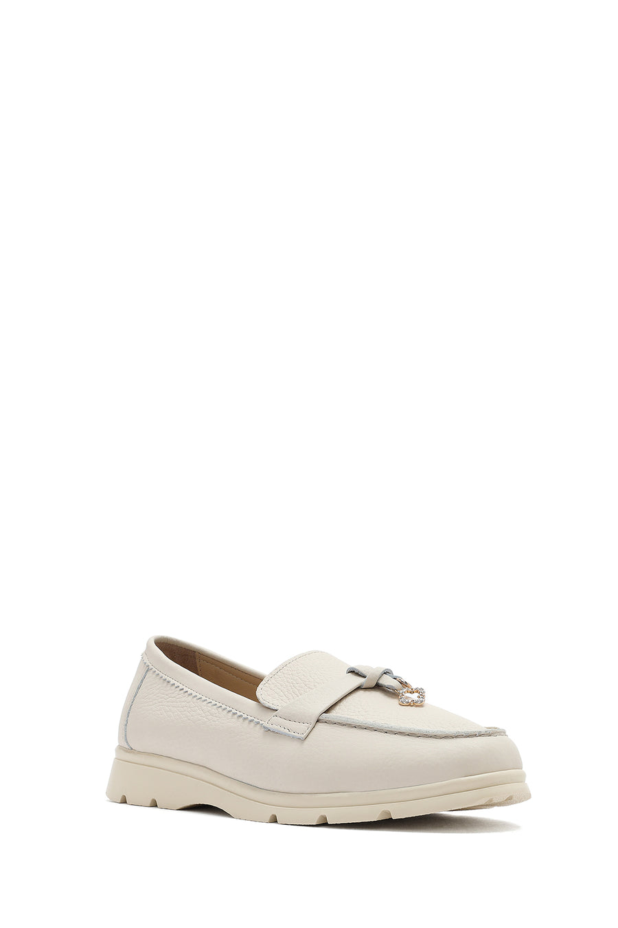 Kadın Bej Deri Comfort Loafer