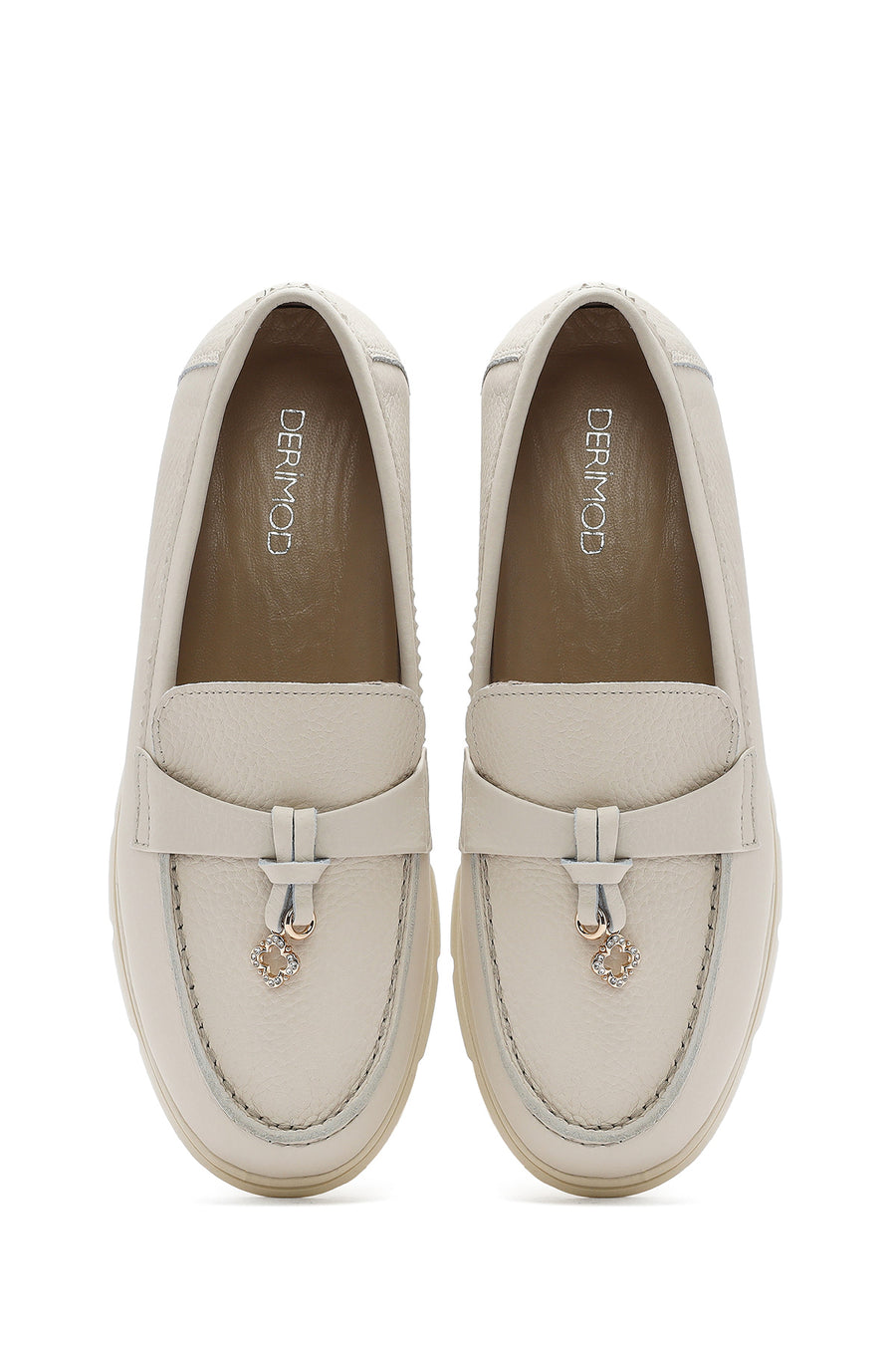 Kadın Bej Deri Comfort Loafer