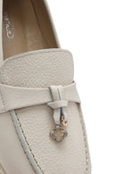 Women's Beige Leather Comfort Loafer | Derimod