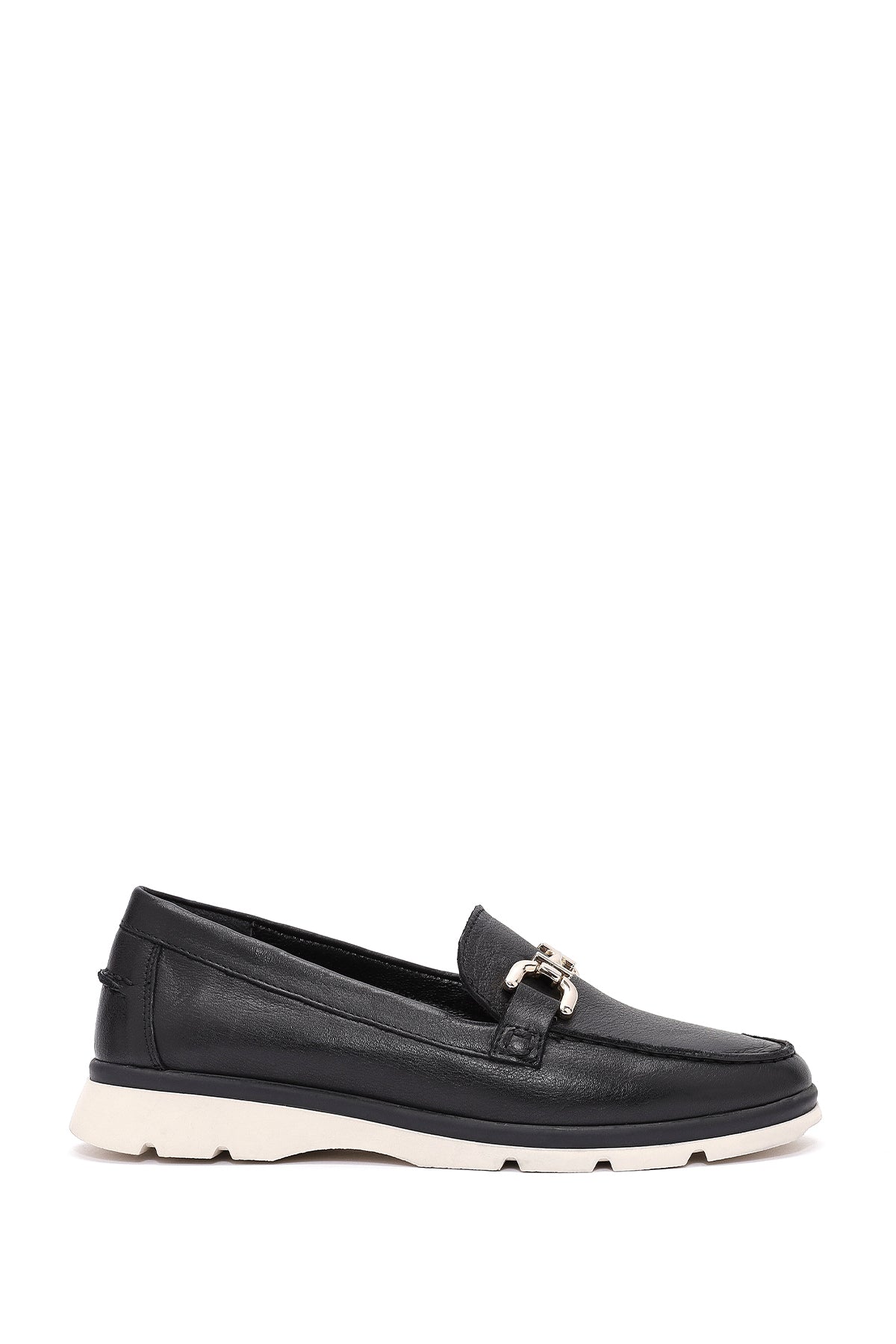 Women's Black Buckle Detail Comfort Loafer 25SFD153718 | Derimod