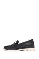 Women's Black Buckle Detail Comfort Loafer | Derimod