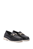 Women's Black Buckle Detail Comfort Loafer | Derimod