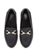 Women's Black Buckle Detail Comfort Loafer | Derimod