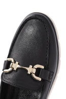 Women's Black Buckle Detail Comfort Loafer | Derimod