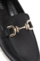Women's Black Buckle Detail Comfort Loafer | Derimod