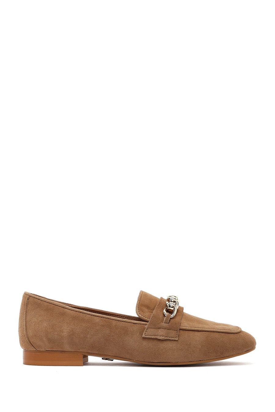 Women's Tan Buckled Suede Leather Loafer 25SFD160410 | Derimod