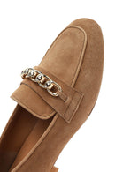 Kadın Taba Tokalı Süet Deri Loafer | Derimod