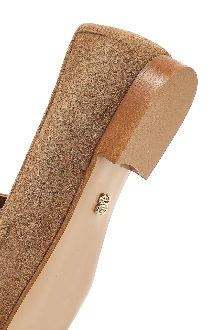 Women's Tan Buckled Suede Leather Loafer