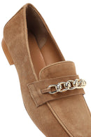 Kadın Taba Tokalı Süet Deri Loafer | Derimod