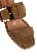 Kadın Bej Tokalı Süet Deri Terlik | Derimod