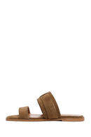 Kadın Bej Tokalı Süet Deri Terlik | Derimod