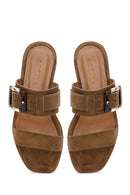 Kadın Bej Tokalı Süet Deri Terlik | Derimod