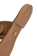 Kadın Bej Tokalı Süet Deri Terlik | Derimod