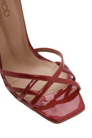 Kadın Kırmızı Bilekten Bağlamalı İnce Yüksek Topuklu Rugan Deri Sandalet | Derimod