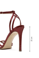 Kadın Kırmızı Bilekten Bağlamalı İnce Yüksek Topuklu Rugan Deri Sandalet | Derimod