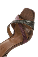 Kadın Bakır Bilekten Bağlamalı İnce Yüksek Topuklu Desenli Deri Sandalet | Derimod