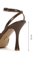 Kadın Bakır Bilekten Bağlamalı İnce Yüksek Topuklu Desenli Deri Sandalet | Derimod