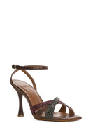 Kadın Bakır Bilekten Bağlamalı İnce Yüksek Topuklu Desenli Deri Sandalet | Derimod