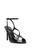 Kadın Siyah Bilekten Bantlı Yüksek İnce Topuklu Deri Sandalet | Derimod