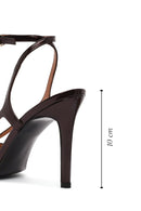 Kadın Bordo Bilekten Bantlı Yüksek İnce Topuklu Deri Sandalet | Derimod