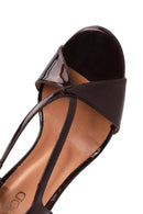 Kadın Bordo Bilekten Bantlı Yüksek İnce Topuklu Deri Sandalet | Derimod