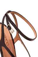 Kadın Bordo Bilekten Bantlı Yüksek İnce Topuklu Deri Sandalet | Derimod