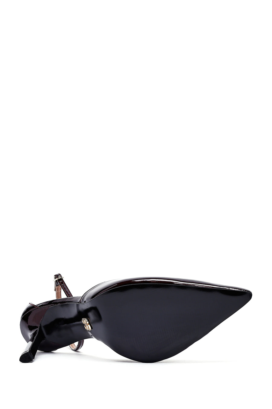 Women's Burgundy Ankle Buckle Thin Heel Patent Leather Shoes