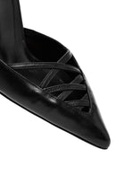 Women's Black Ankle Buckle Thin Heel Leather Shoes | Derimod