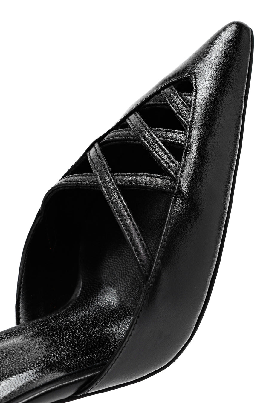 Women's Black Ankle Buckle Thin Heel Leather Shoes