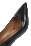 Kadın Siyah İnce Topuklu Rugan Deri Stiletto | Derimod