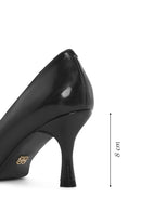 Kadın Siyah İnce Topuklu Rugan Deri Stiletto | Derimod