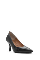 Kadın Siyah İnce Topuklu Rugan Deri Stiletto | Derimod