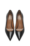 Kadın Siyah İnce Topuklu Rugan Deri Stiletto | Derimod